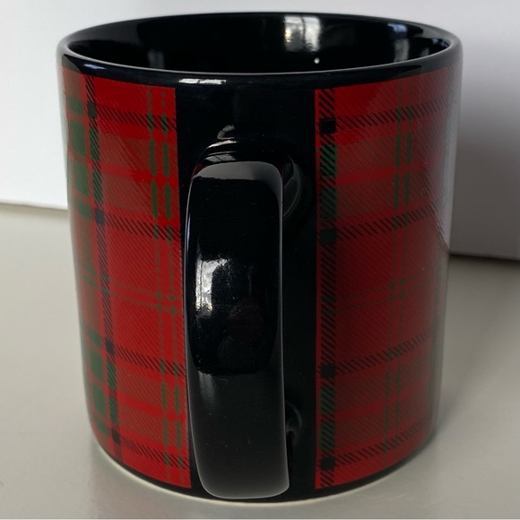 Pier 1 Mug Tartan Plaid Red Black Vintage EUC Coffee Stoneware Japan Retired - Picture 2 of 14